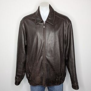 Marc New York Brown Leather Zip Up Jacket XLT